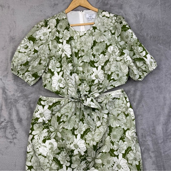 J. Crew Cutout Dress In Liberty Liner Floral Fabric Canteen Green. Size 14. - Picture 3 of 9